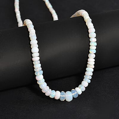 Ethiopian Welo Opal Beaded 28.00 ctw Necklace 18 Inches in Platinum Over Sterling Silver 
