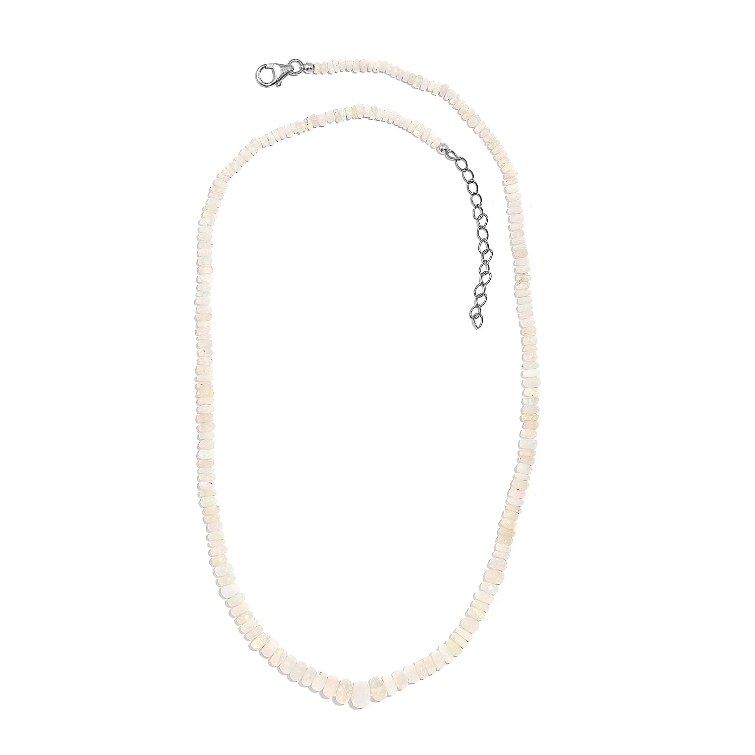Ethiopian Welo Opal Beaded 28.00 ctw Necklace 18 Inches in Platinum Over Sterling Silver 