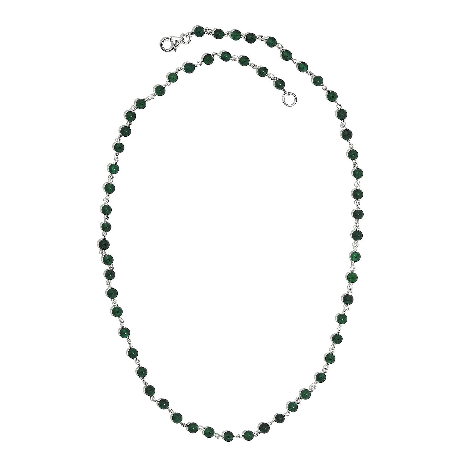 Green Agate Beaded 28.00 ctw Necklace 20 Inches in Platinum Over Sterling Silver