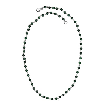 Green Agate Beaded 28.00 ctw Necklace 20 Inches in Platinum Over Sterling Silver
