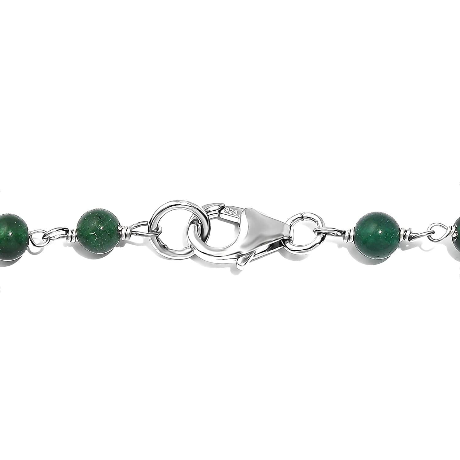 Green Agate Beaded 28.00 ctw Necklace 20 Inches in Platinum Over Sterling Silver