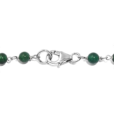 Green Agate Beaded 28.00 ctw Necklace 20 Inches in Platinum Over Sterling Silver