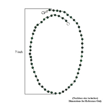 Green Agate Beaded 28.00 ctw Necklace 20 Inches in Platinum Over Sterling Silver