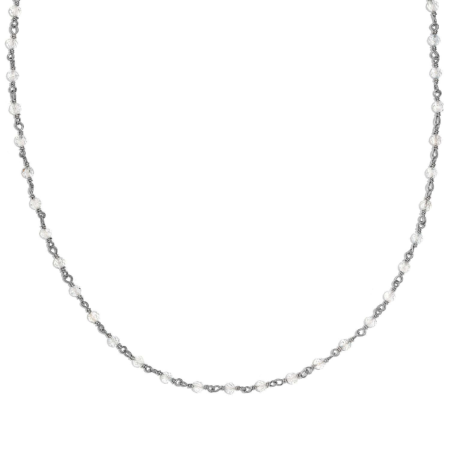 Aquamarine Beaded 15.00 ctw Necklace 20 Inches in Platinum Over Sterling Silver
