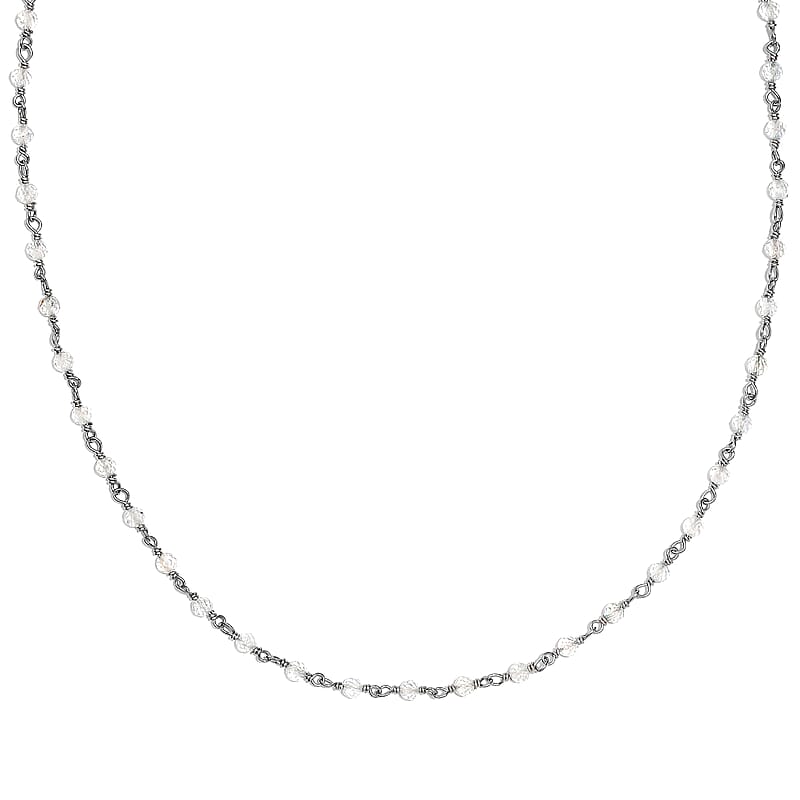 Aquamarine Beaded 15.00 ctw Necklace 20 Inches in Platinum Over Sterling Silver