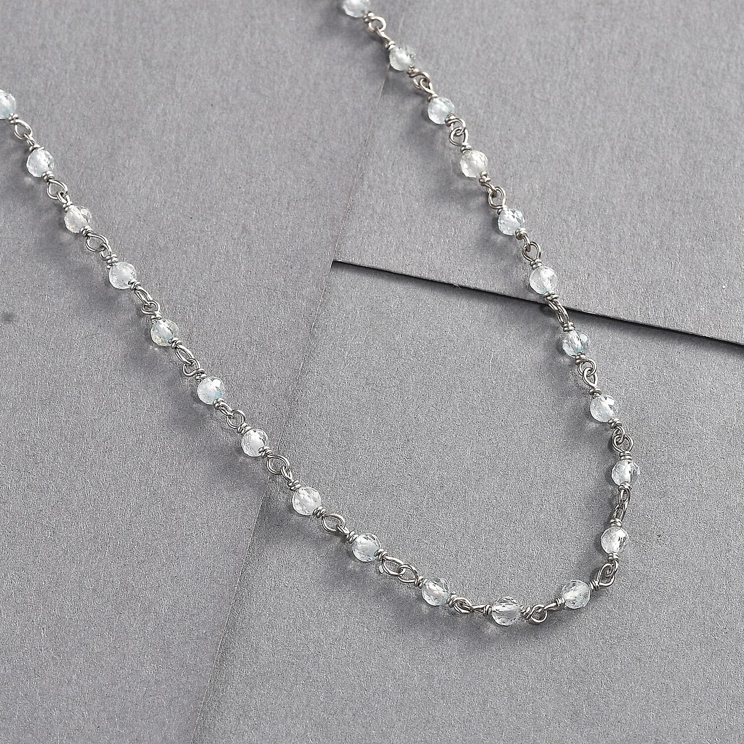 Aquamarine Beaded 15.00 ctw Necklace 20 Inches in Platinum Over Sterling Silver