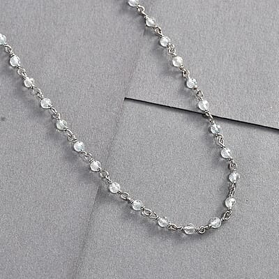 Aquamarine Beaded 15.00 ctw Necklace 20 Inches in Platinum Over Sterling Silver