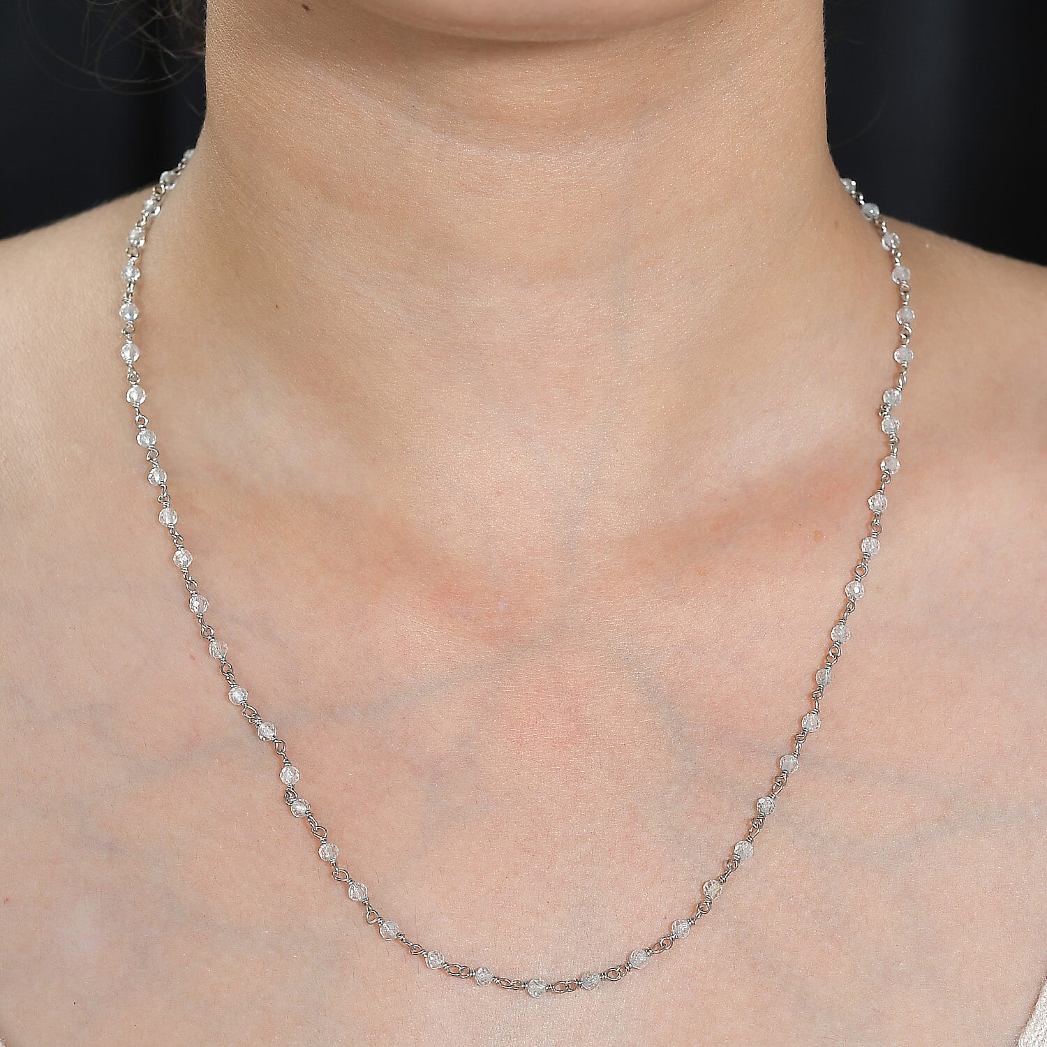 Aquamarine Beaded 15.00 ctw Necklace 20 Inches in Platinum Over Sterling Silver