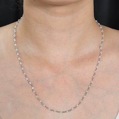 Aquamarine Beaded 15.00 ctw Necklace 20 Inches in Platinum Over Sterling Silver