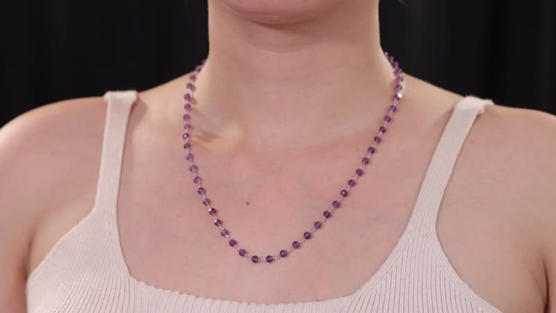 African Amethyst Beaded 28.00 ctw Necklace 20 Inches in Platinum Over Sterling Silver