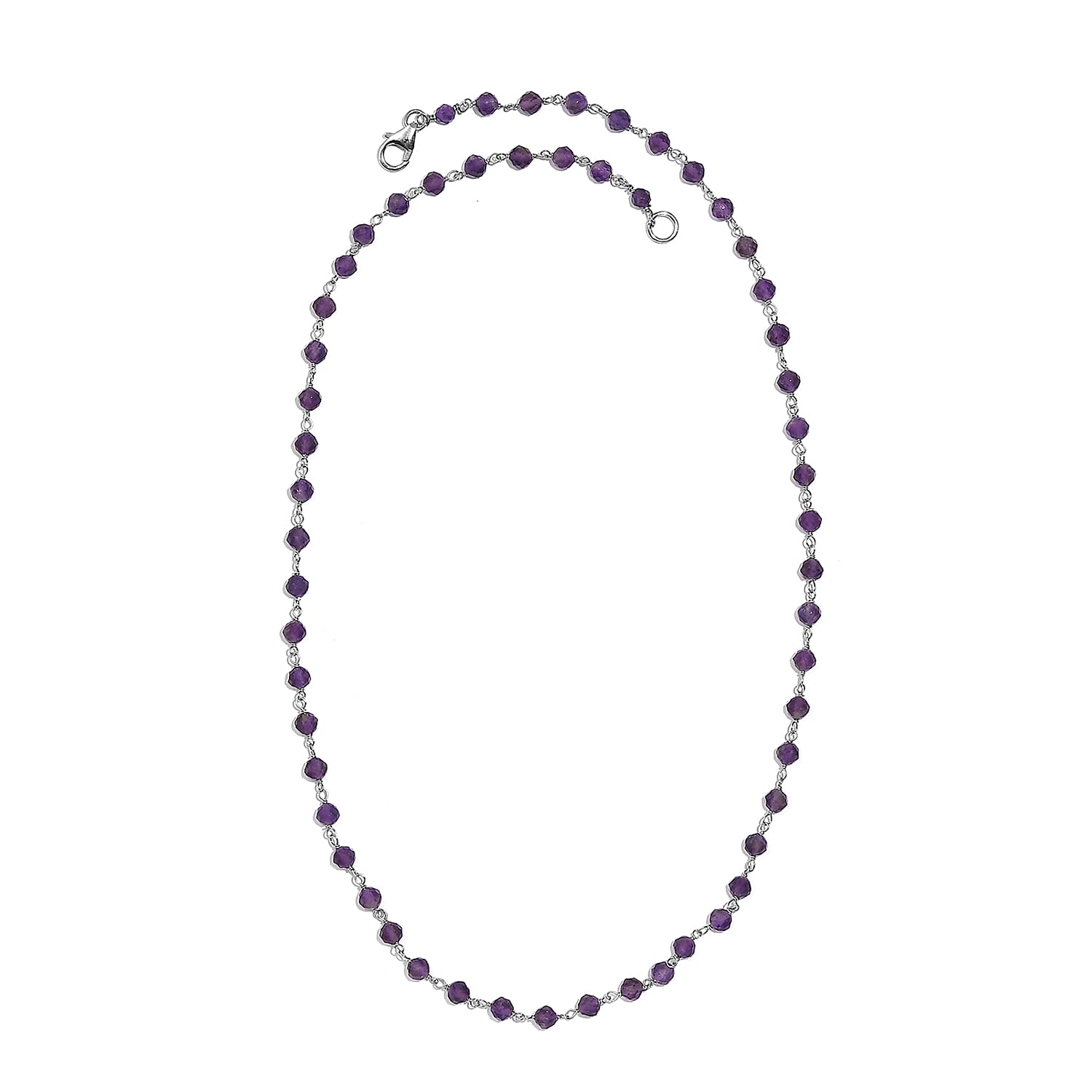 African Amethyst Beaded 28.00 ctw Necklace 20 Inches in Platinum Over Sterling Silver