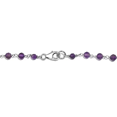 African Amethyst Beaded 28.00 ctw Necklace 20 Inches in Platinum Over Sterling Silver