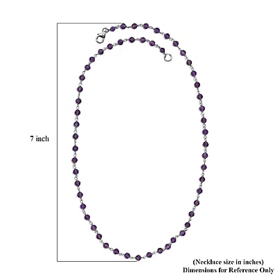 African Amethyst Beaded 28.00 ctw Necklace 20 Inches in Platinum Over Sterling Silver