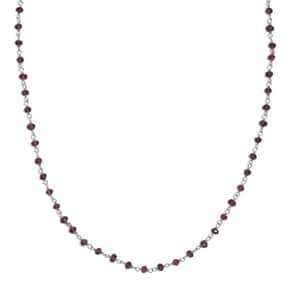 Mozambique Garnet 20.00 ctw Necklace 20 Inches in Platinum Over Sterling Silver