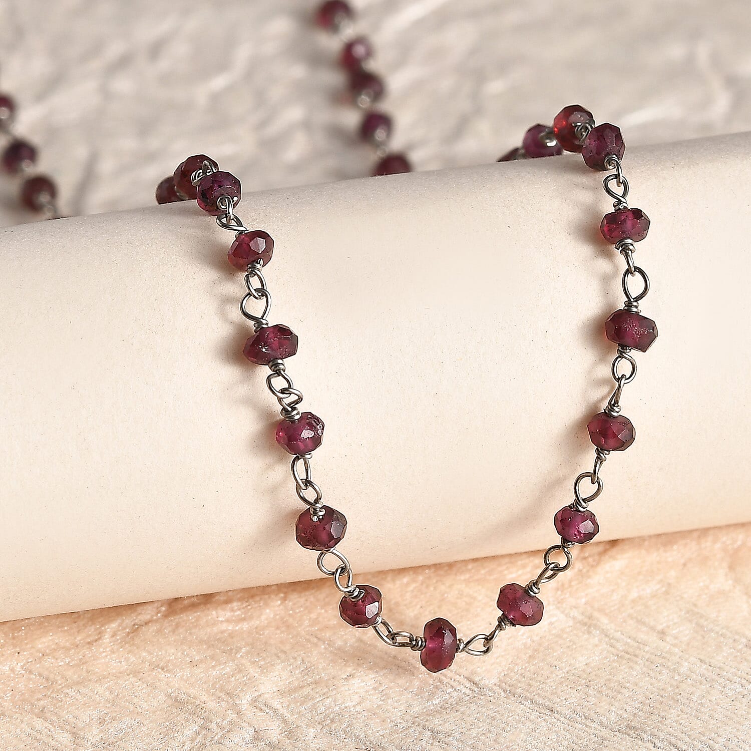 Mozambique Garnet 20.00 ctw Necklace 20 Inches in Platinum Over Sterling Silver