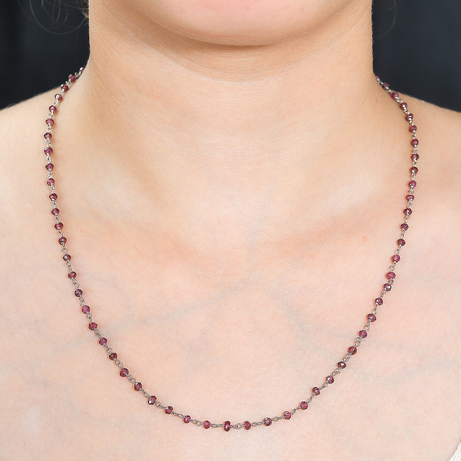 Mozambique Garnet 20.00 ctw Necklace 20 Inches in Platinum Over Sterling Silver
