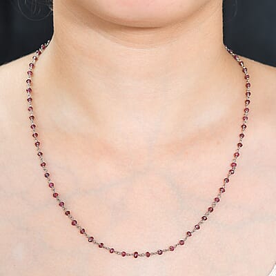 Mozambique Garnet 20.00 ctw Necklace 20 Inches in Platinum Over Sterling Silver