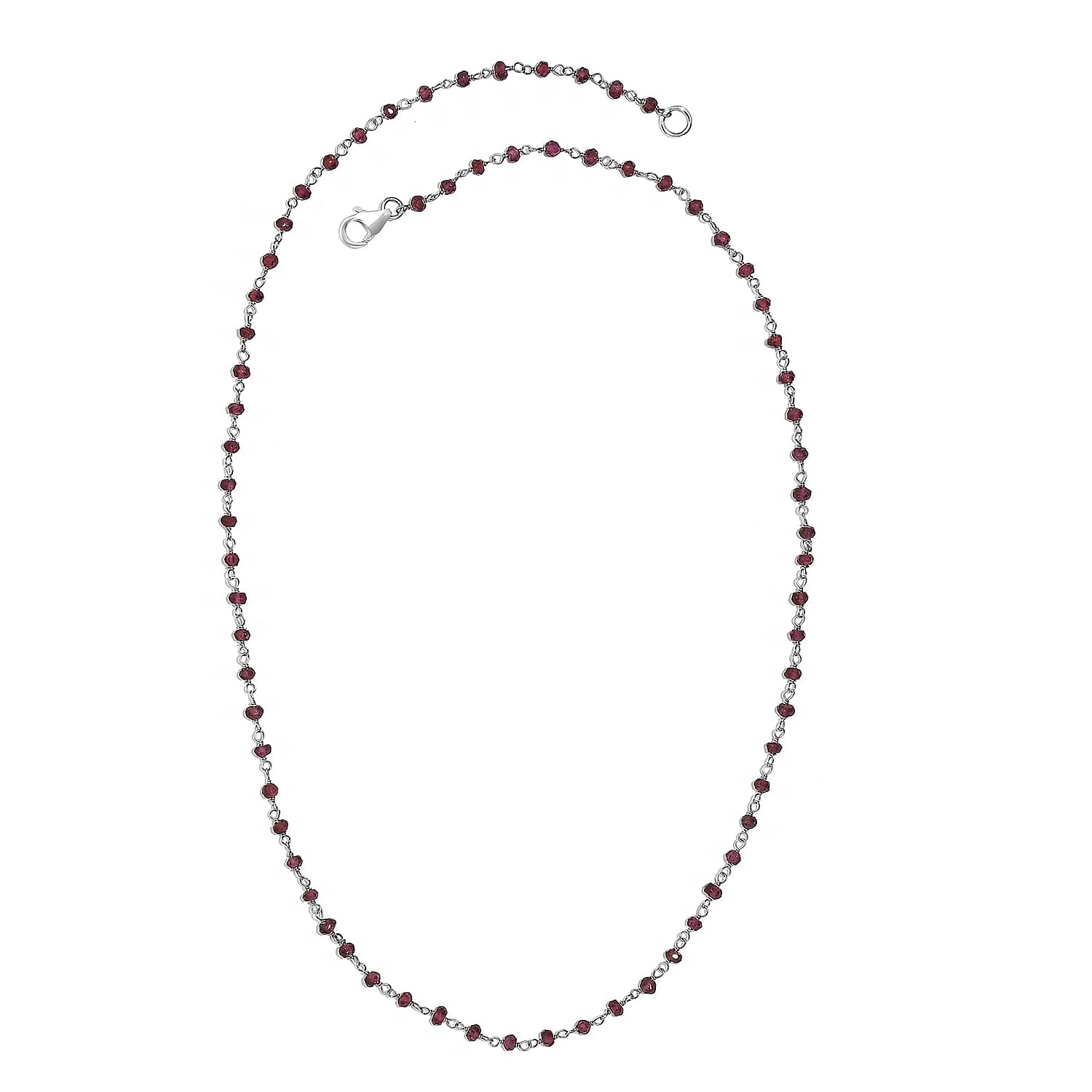 Mozambique Garnet 20.00 ctw Necklace 20 Inches in Platinum Over Sterling Silver