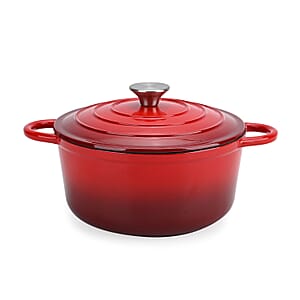 Red Cast Iron 4 Liter Dutch Oven Pot with Lid