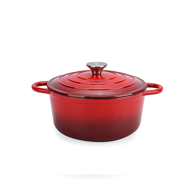 Livmore Red Cast Iron 4 Liter Dutch Oven Pot with Lid