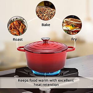 Red Cast Iron 4 Liter Dutch Oven Pot with Lid