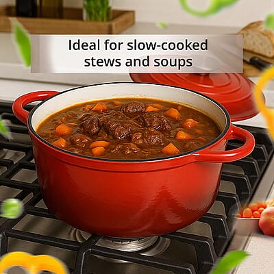 Livmore Red Cast Iron 4 Liter Dutch Oven Pot with Lid