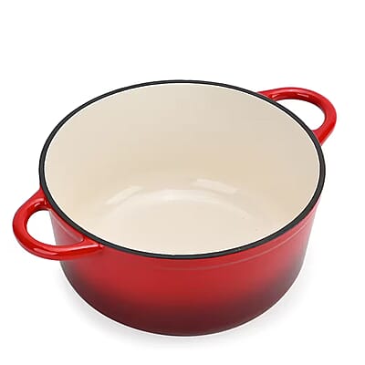Livmore Red Cast Iron 4 Liter Dutch Oven Pot with Lid