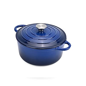 Blue Cast Iron 4 Liter Dutch Oven Pot with Lid