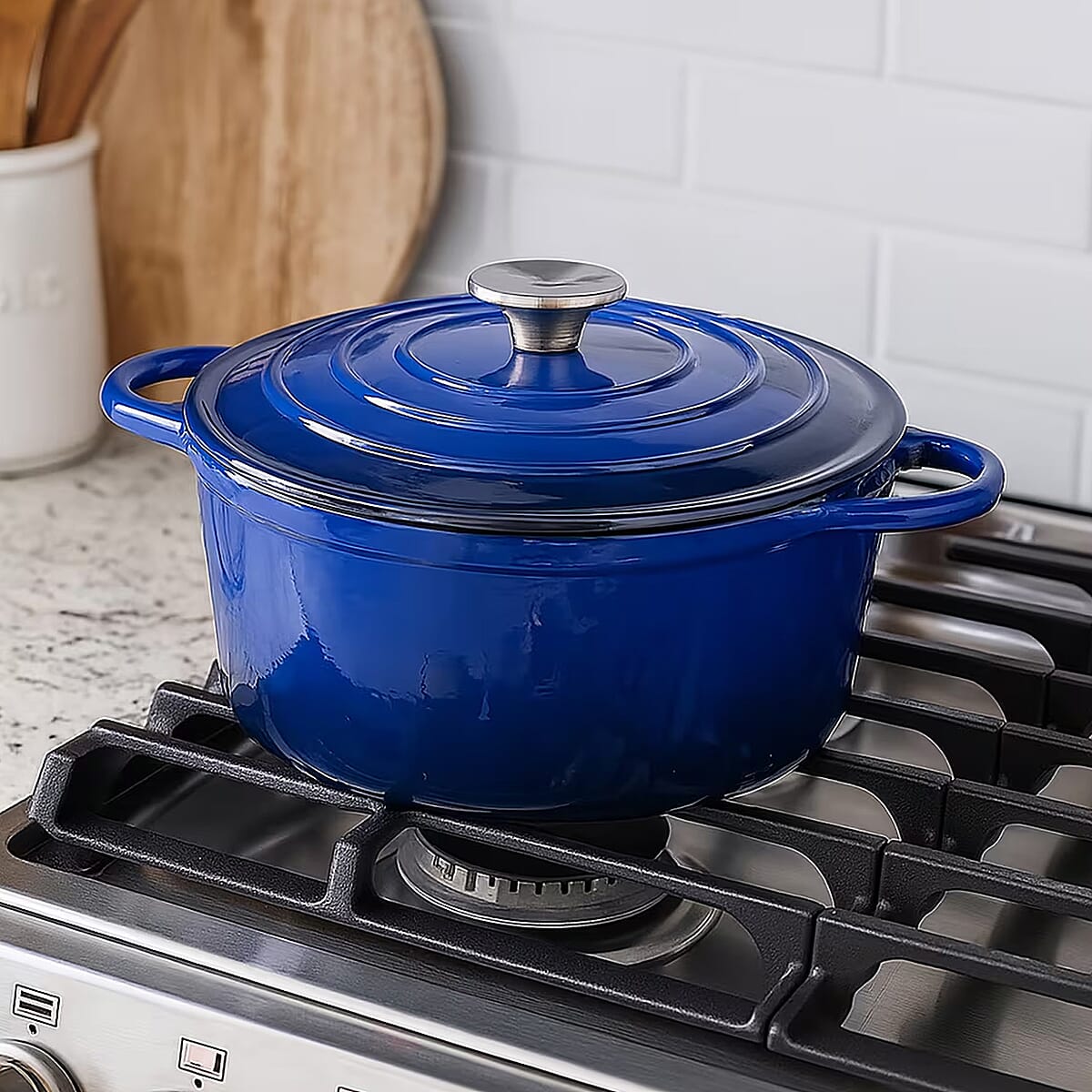 Blue Cast Iron 4 Liter Dutch Oven Pot with Lid image number 1