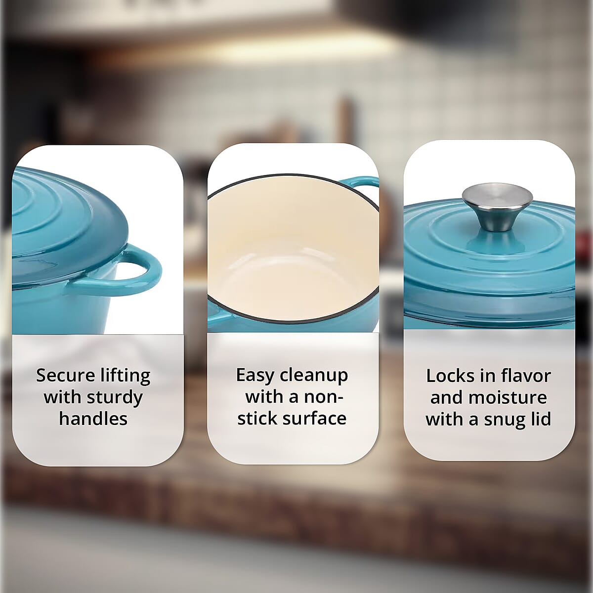 Green Cast Iron 4 Liter Dutch Oven Pot with Lid image number 3