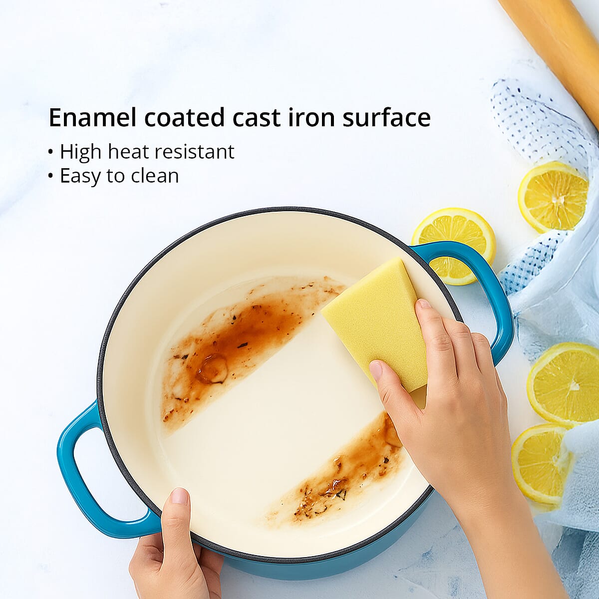 Green Cast Iron 4 Liter Dutch Oven Pot with Lid image number 5