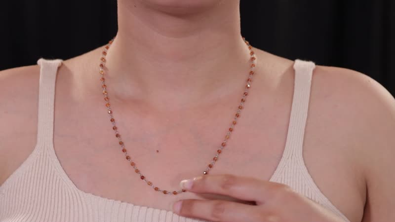 Ratnapura Hessonite Garnet Beaded 15.00 ctw Necklace 20 Inches in Platinum Over Sterling Silver