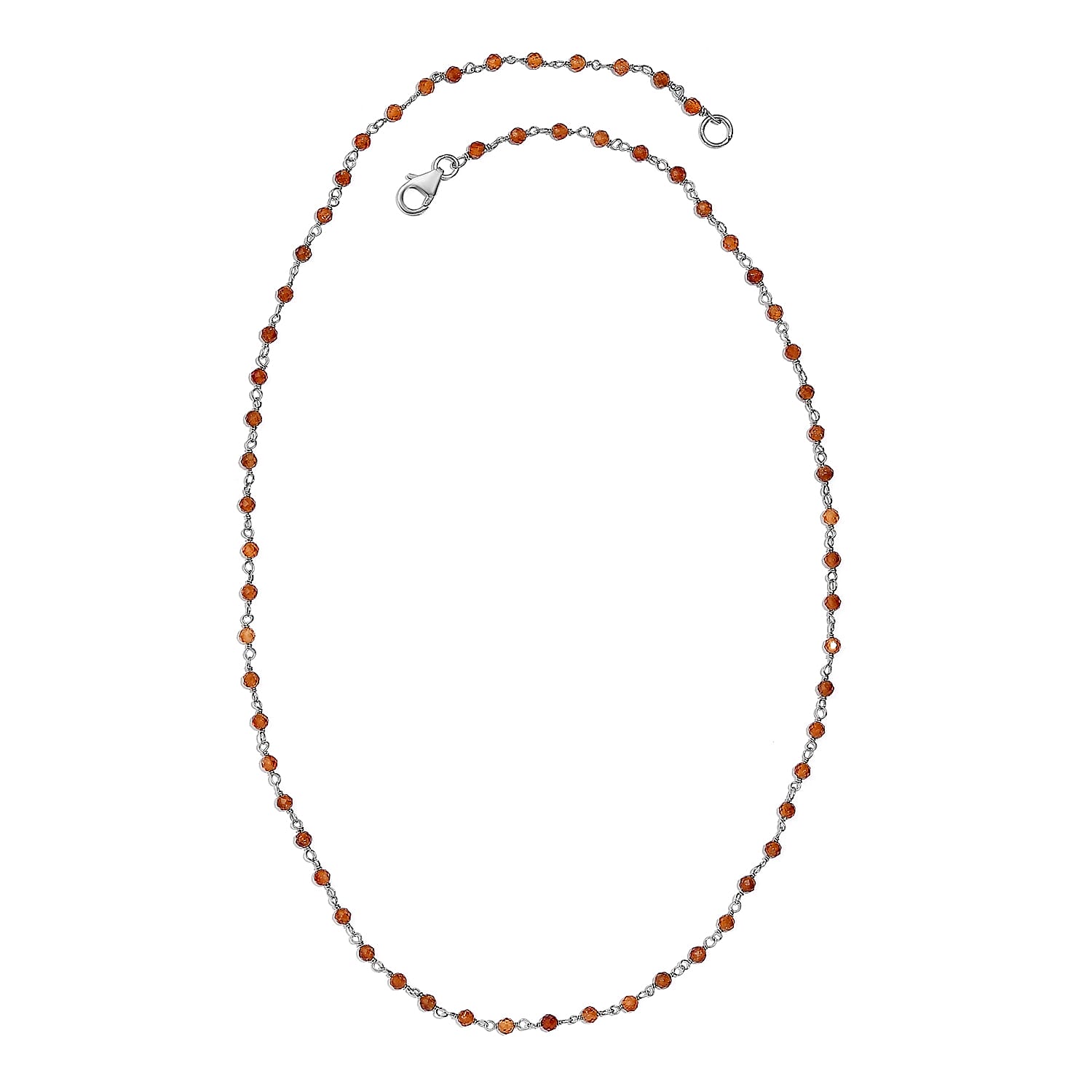 Ratnapura Hessonite Garnet Beaded 15.00 ctw Necklace 20 Inches in Platinum Over Sterling Silver 