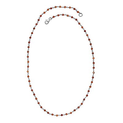 Ratnapura Hessonite Garnet Beaded 15.00 ctw Necklace 20 Inches in Platinum Over Sterling Silver 