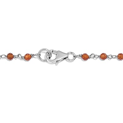 Ratnapura Hessonite Garnet Beaded 15.00 ctw Necklace 20 Inches in Platinum Over Sterling Silver 