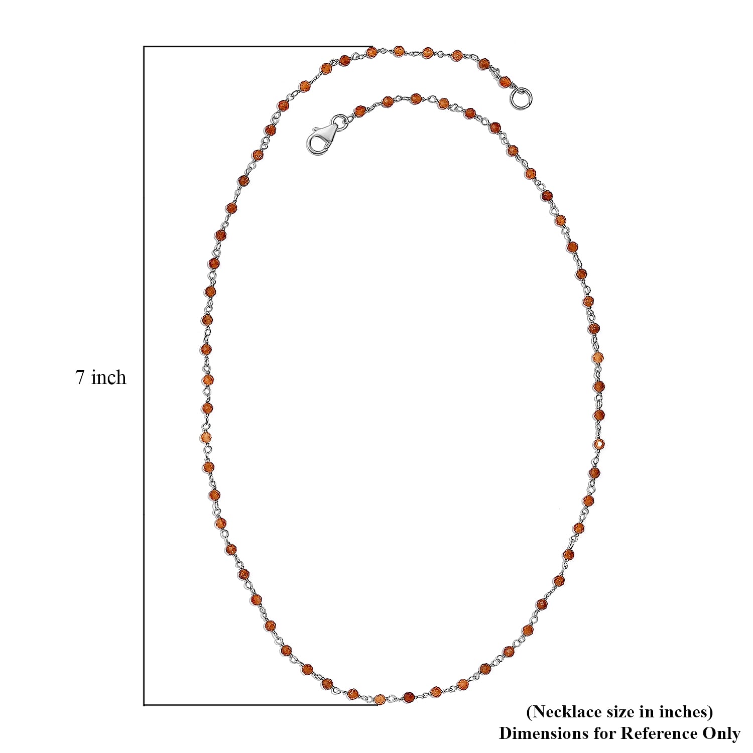 Ratnapura Hessonite Garnet Beaded 15.00 ctw Necklace 20 Inches in Platinum Over Sterling Silver 