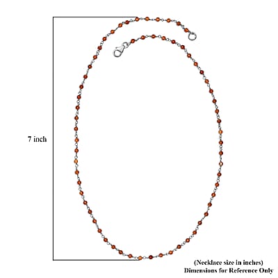 Ratnapura Hessonite Garnet Beaded 15.00 ctw Necklace 20 Inches in Platinum Over Sterling Silver 
