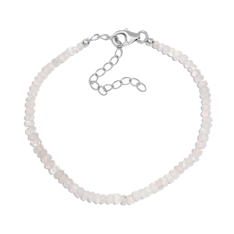 Rainbow Moonstone 15.00 ctw Bracelet in Platinum Over Sterling Silver (7.25-9.25In)