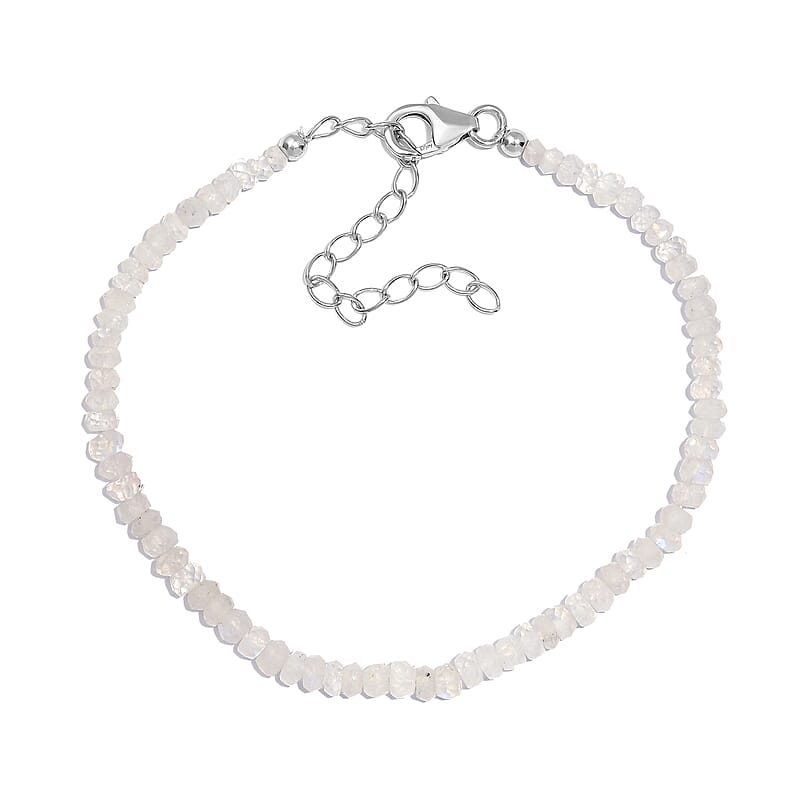 Rainbow Moonstone 15.00 ctw Bracelet in Platinum Over Sterling Silver (7.25-9.25In)