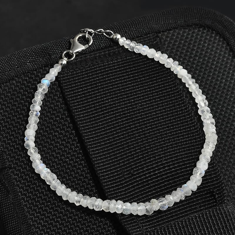 Rainbow Moonstone 15.00 ctw Bracelet in Platinum Over Sterling Silver (7.25-9.25In)