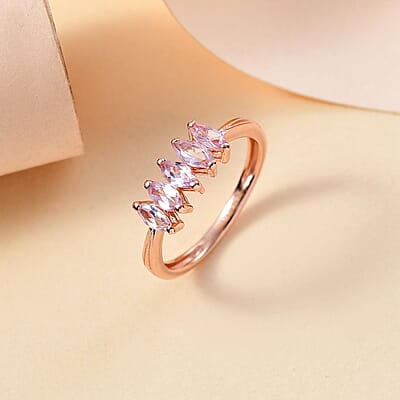 Narsipatnam Pink Spinel 0.75 ctw 5 Stone Ring in 18K Vermeil Rose Gold Over Sterling Silver (Size 10.0) 