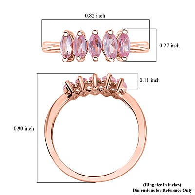 Narsipatnam Pink Spinel 0.75 ctw 5 Stone Ring in 18K Vermeil Rose Gold Over Sterling Silver (Size 10.0) 