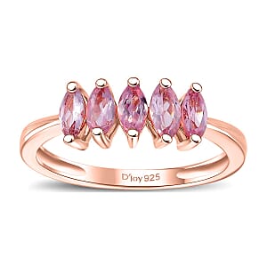 D'Joy Narsipatnam Pink Spinel 0.75 ctw 5 Stone Ring in 18K Vermeil Rose Gold Over Sterling Silver (Size 6.0) 