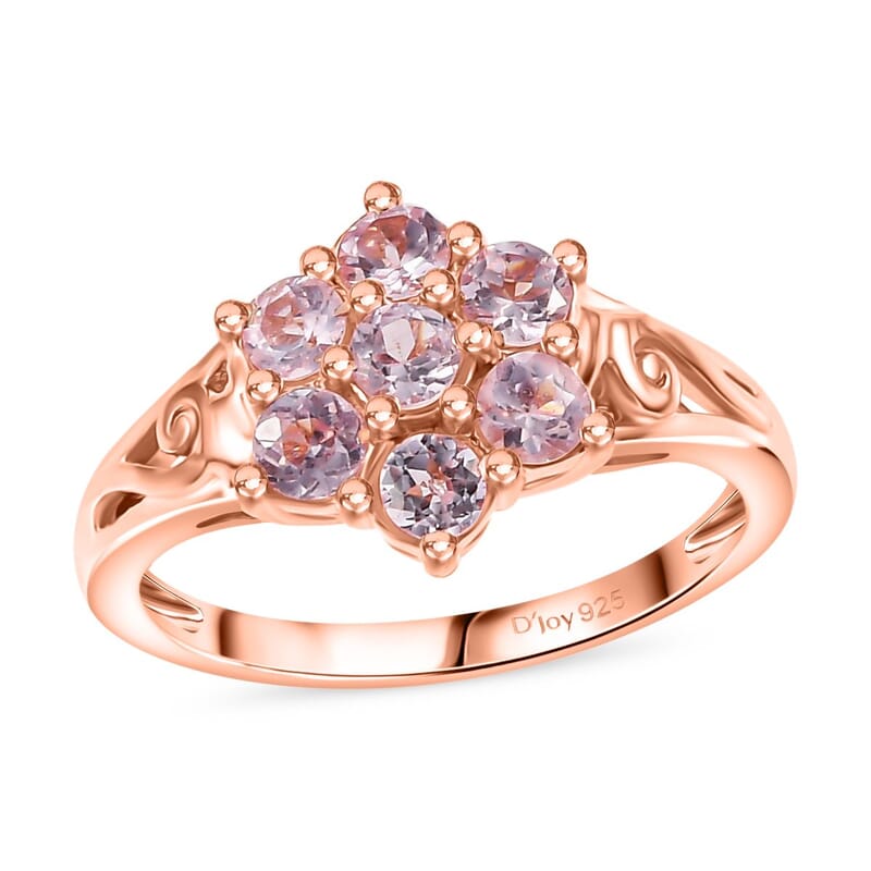 D'Joy Narsipatnam Pink Spinel 1.35 ctw Blossom Flower Ring in 18K Vermeil Rose Gold Over Sterling Silver (Size 10.0)