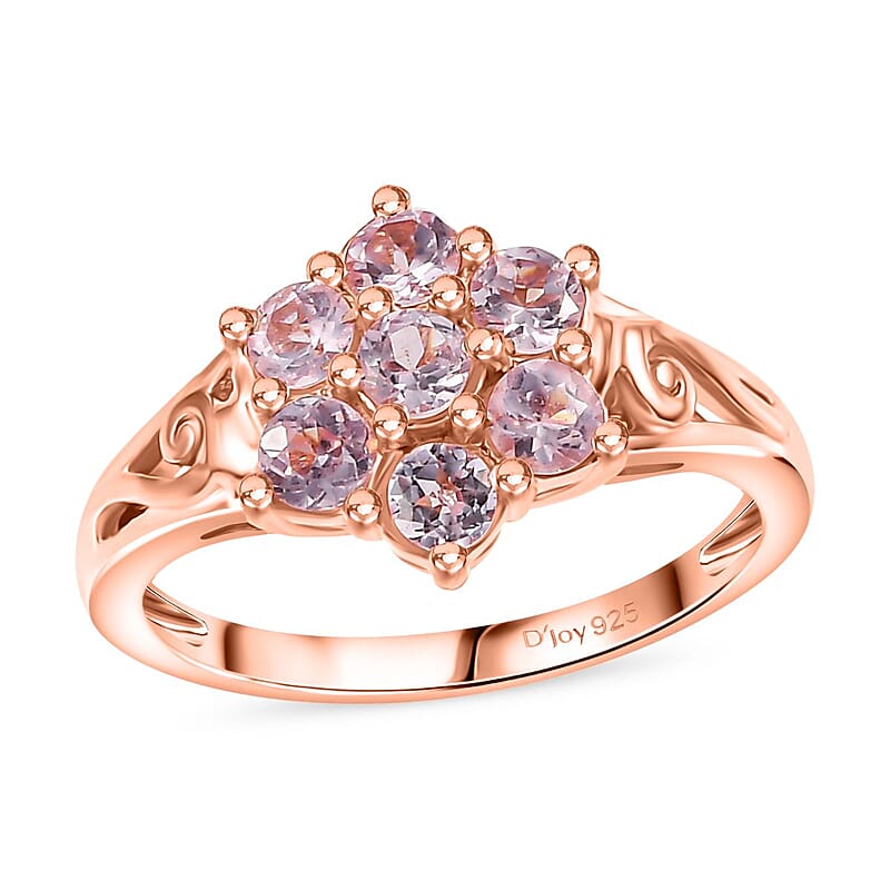D'Joy Narsipatnam Pink Spinel 1.35 ctw Blossom Flower Ring in 18K Vermeil Rose Gold Over Sterling Silver (Size 10.0)