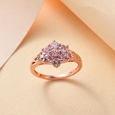 D'Joy Narsipatnam Pink Spinel 1.35 ctw Blossom Flower Ring in 18K Vermeil Rose Gold Over Sterling Silver (Size 10.0)