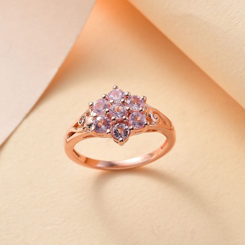 D'Joy Narsipatnam Pink Spinel 1.35 ctw Blossom Flower Ring in 18K Vermeil Rose Gold Over Sterling Silver (Size 10.0)