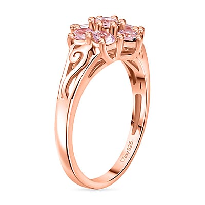 D'Joy Narsipatnam Pink Spinel 1.35 ctw Blossom Flower Ring in 18K Vermeil Rose Gold Over Sterling Silver (Size 10.0)