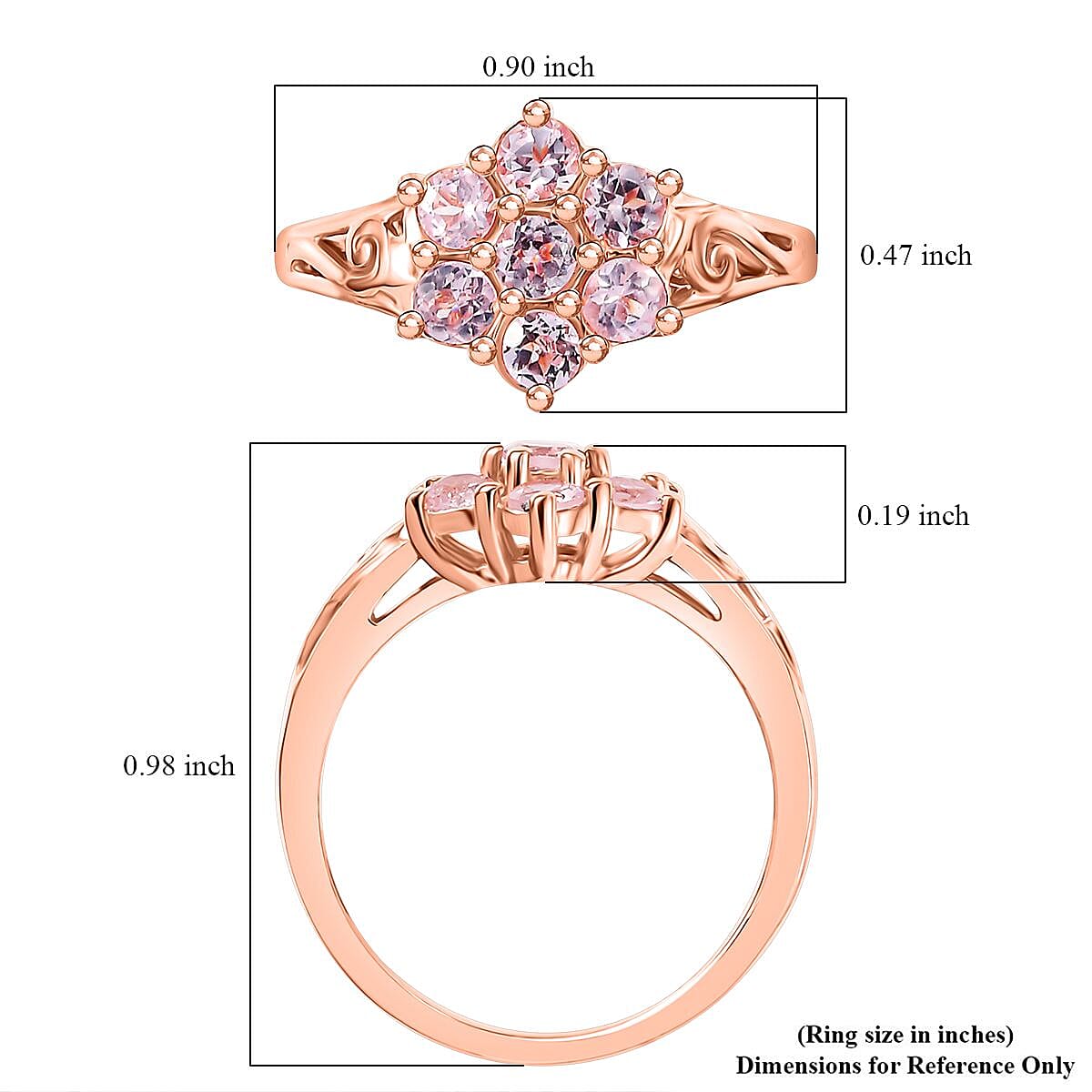 D'Joy Narsipatnam Pink Spinel 1.35 ctw Blossom Flower Ring in 18K Vermeil Rose Gold Over Sterling Silver (Size 10.0)