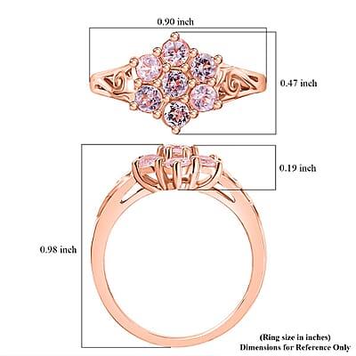 D'Joy Narsipatnam Pink Spinel 1.35 ctw Blossom Flower Ring in 18K Vermeil Rose Gold Over Sterling Silver (Size 10.0)